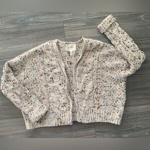 Jessica Simpson chunky oversized cropped tan/beige cottage core cardigan Size XS